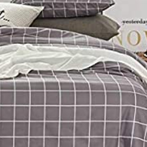 NWT Duvet COVER Set QUEEN 3 pc Grey & White